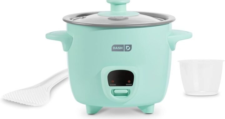 Dash Mini Rice Cooker, 2-Cup Removable Ceramic Nonstick Pot, Aqua