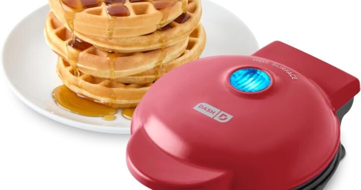 Dash Mini Waffle Maker, 4-Inch Nonstick Cooking Surface, Red