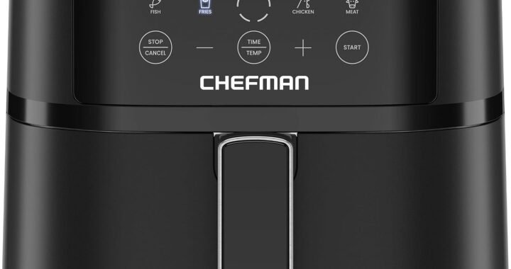 Chefman Air Fryer – 4 QT Compact Airfryer for Quick & Easy Meals in Minutes, Features Hi-Fry Technology for Extra Crisp, Touchscreen Controls with 4 Presets, Nonstick & Dishwasher Safe Basket – Black