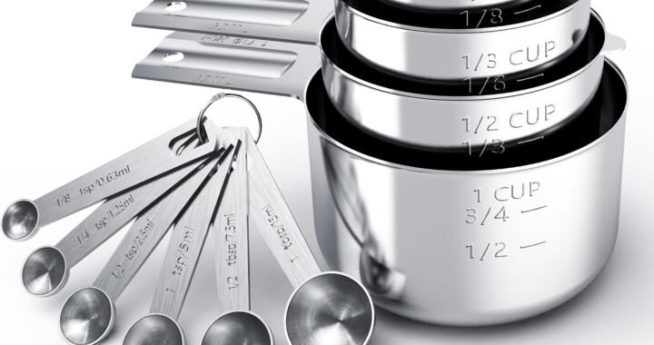 TILUCK Stainless Steel Measuring Cups & Spoons Set, Cups and Spoons