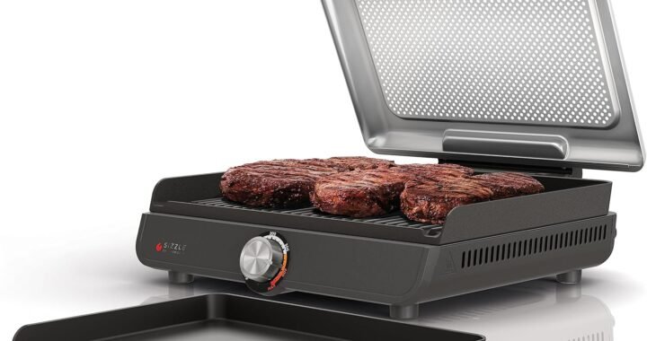 Ninja® Sizzle™ Indoor Grill & Griddle, 14”, 500°F, Grey/Silver, GR101